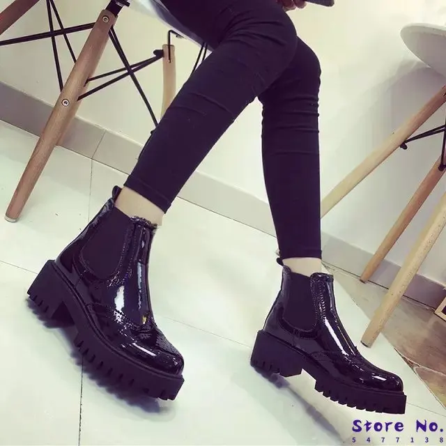 

Rock Shoes Woman Luxury Designer Med Heel Boots Leather Booties Clogs Platform Lace Up Round Toe Martins Fashion Lolita Ankle