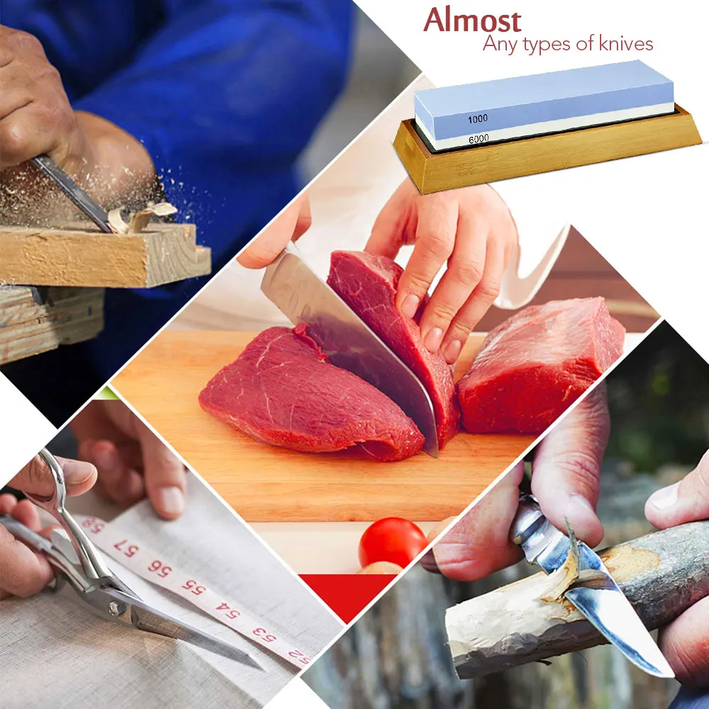 Knife Sharpener Whetstone Professional Sharpening Stones Grinding Stone Oilstone Honing Tool 240 400 600 800 1000 6000# Grit