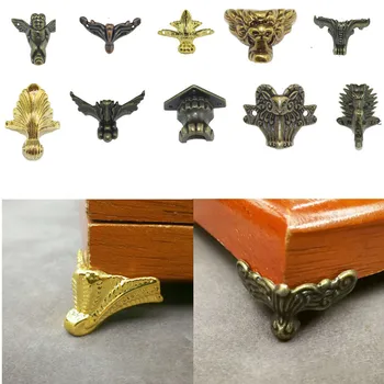 

Antique Metal Support Leg Antique Bronze Corner Protector Jewelry Wooden Box Deck Bracket Carved Furniture Hardware