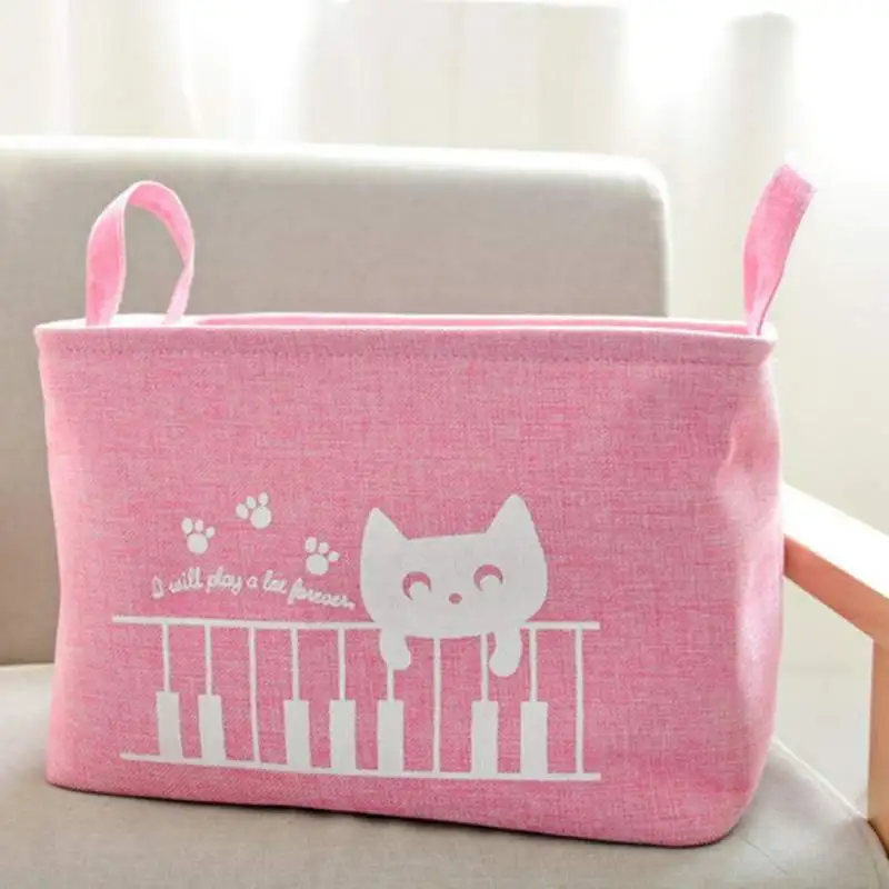 

Cartoon Cat Dust-proof Foldable Storage Basket Closet Toy Box Cloth Container Organizer Fabric Bags Home Desktop Storage Basket