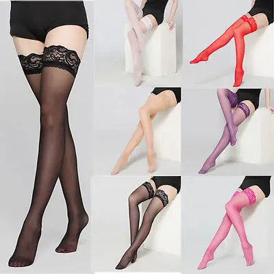 

Lady Women Sheer Lace Garter Stay Up Thigh High Hold-ups Stockings Pantyhose