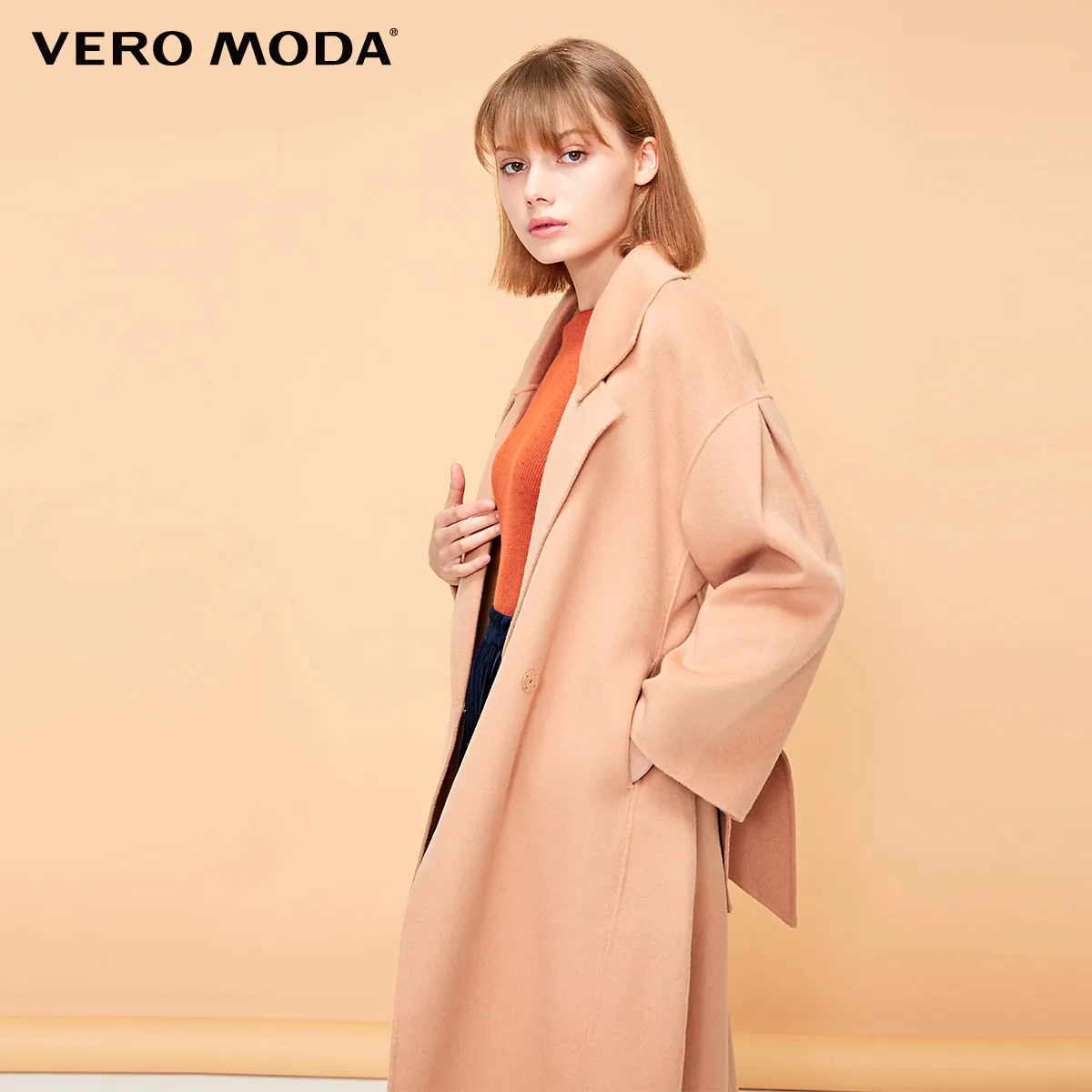 Vero Moda женская новая Ins лацкане невидимая пряжка с плеча шерстяное пальто | 318327563 - Цвет: Indian tan