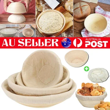 

Oval/Round Rattan Bread Proofing Basket With Cover Sourdough Handmade Proving Basket Bakery Cafe Bread Rising Baskets