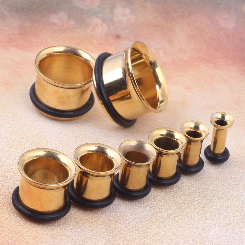 112pcs mix 3 color Single Flared Stainless Steel Body Jewelry Ear Plug Expander Hollow Piercing Earring Lobe Stretcher Gauge