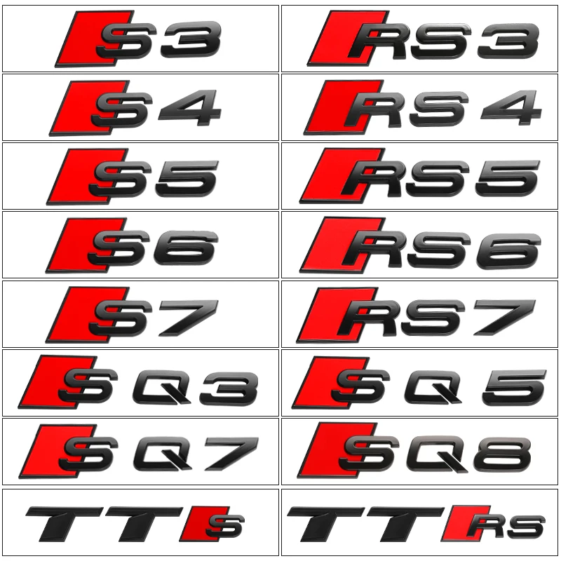Подходит для Audi S3 S4 S5 S6 S7 RS3 RS4 RS5 RS6 RS7 SQ3 SQ5 SQ7 RSQ5 RSQ7 черная хромированная наклейка с