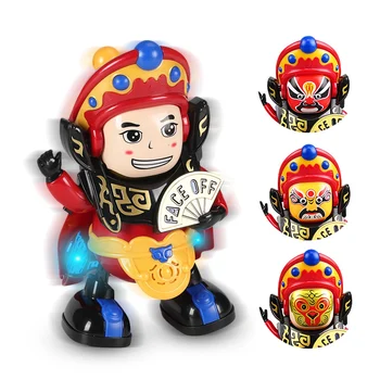 

Electric Dancing Face Changing Robot Toys Chinese Sichuan Opera Face Changing Cartoon Model Dance Lighting Music Plastic Doll