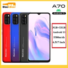 Blackview a70 6.5 Polegada 4g smartphone android 11 octa núcleo do telefone móvel 3gb 32gb celular 13mp camere traseiro 5380mah 8.3mm magro
