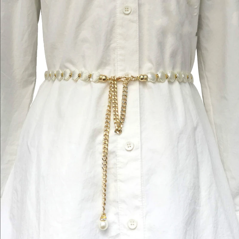 Роскошная женская металлическая цепочка с жемчугом и бусинами украшение на