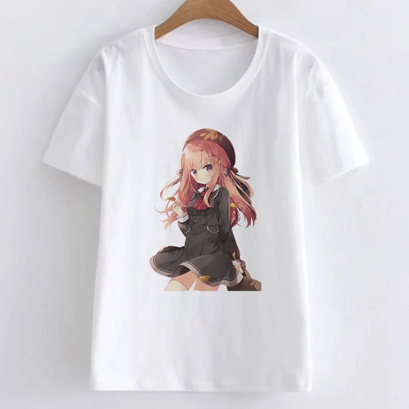 Милые аниме, мультипликационный персонаж, женская футболка с принтом, Новое поступление летней японской одежды, футболка Kawaii, модные топы
