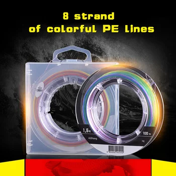 

Colorful 8 Strand PE Fishing Line 100M 0.4#-8.0# 4.8-43.5 KG（ 10 m in one color ）Wear resistant Freshwater Saltwater Lure