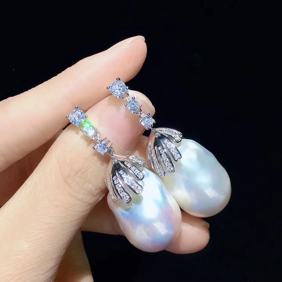 Серьги-капли с жемчугом Keshi, S925 пробы, серебряные серьги аксессуары в стиле барокко, серьги с натуральным жемчугом, ювелирные изделия для женщин, подарки