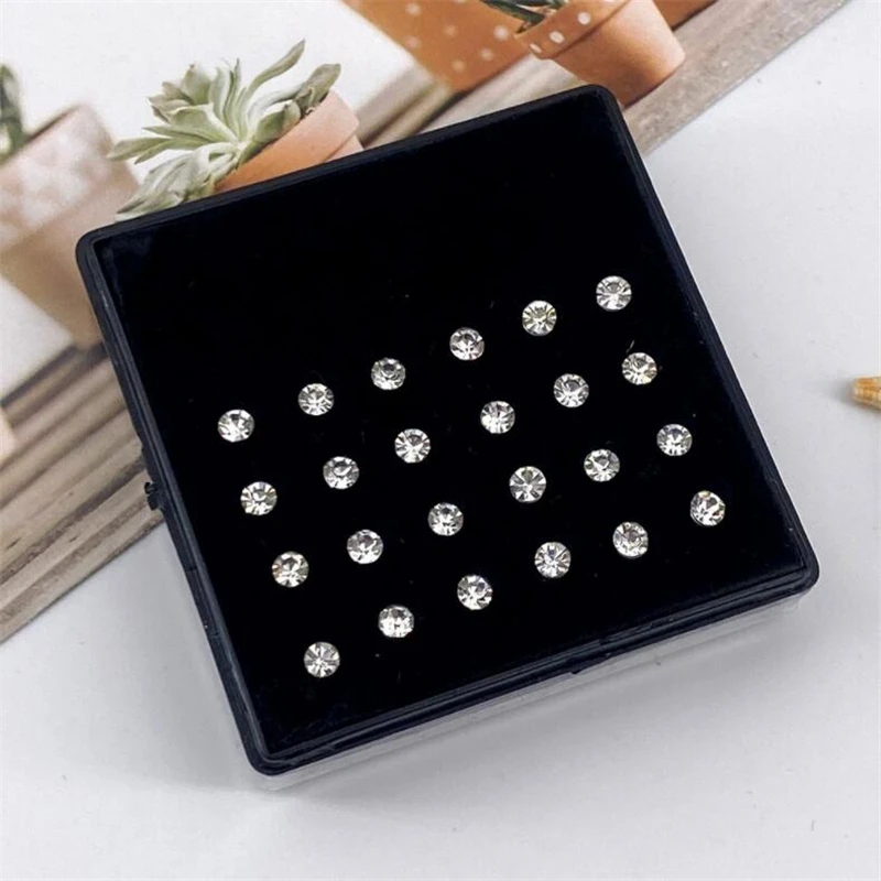Surgical Steel Nose Rings nose rings piercing jewelry nose studs body piercing earrings metal jewelry body piercing jewelry body jewelry body piercing kit Kit Hypoallergenic Studs Crystal Body Piercing Jewelry Accesories For Women Men 1Set 24pcs 1.8/2.5/3mm