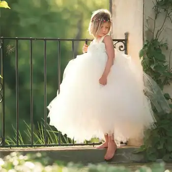 

Handmade FairyGirls Wedding Tutu Dress Princess Kids Ball Gown Dress for Girls Pageant Party Clothes Tulle Dress