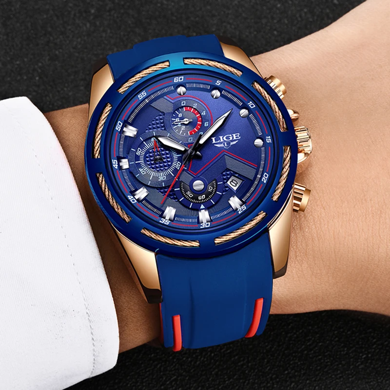 

LIGE New Mens Watches Top Luxury Brand Men Unique Sports Watch Men's Quartz Date Clock Waterproof Wrist Watch Relogio Masculino