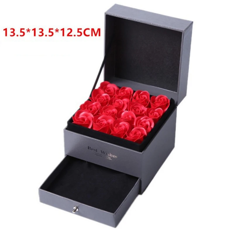 A Rose Soap Flower Jewelry Storage Box Valentine's Day Gift Home Garden Festive Party Supplies Artificial Decorations - Цвет: A