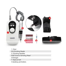 Портативный шлифовальный станок для ногтей CJ-DM001 30000 об/мин Электрический сверлильный станок для ногтей Маникюр Полировка шлифовальный инструмент для ногтей