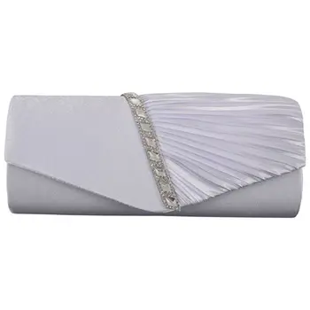 

Ladies Diamond Ruffle Party Prom Bridal Evening Envelope Clutch Bag, LY6682 white