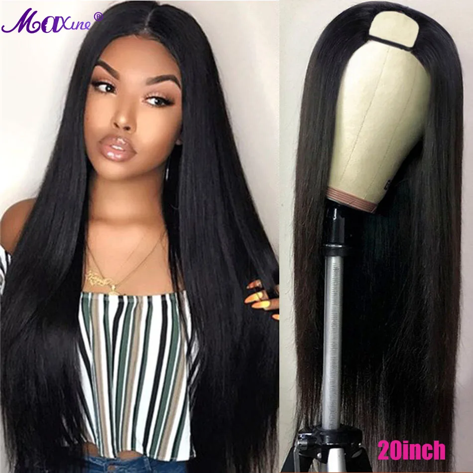 Middle U Part Wig Straight Human Hair Wigs Malaysia Remy Hair Glueless