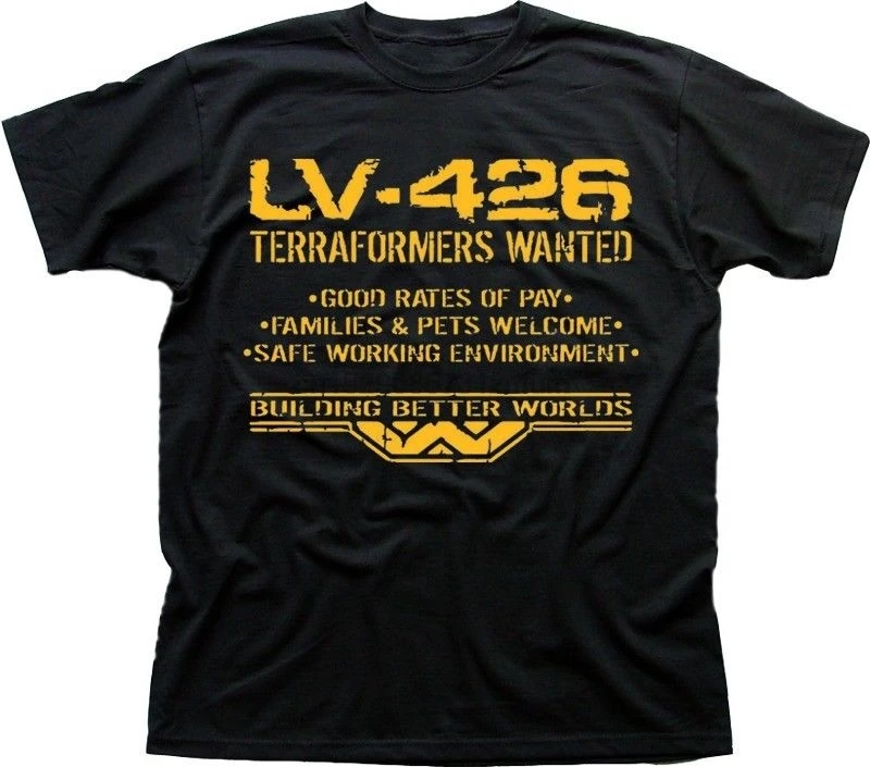Lv426 Terraformers Wanted Weyland Aliens Prometheus черная футболка Новая модная крутая Повседневная футболка летние футболки с пивом