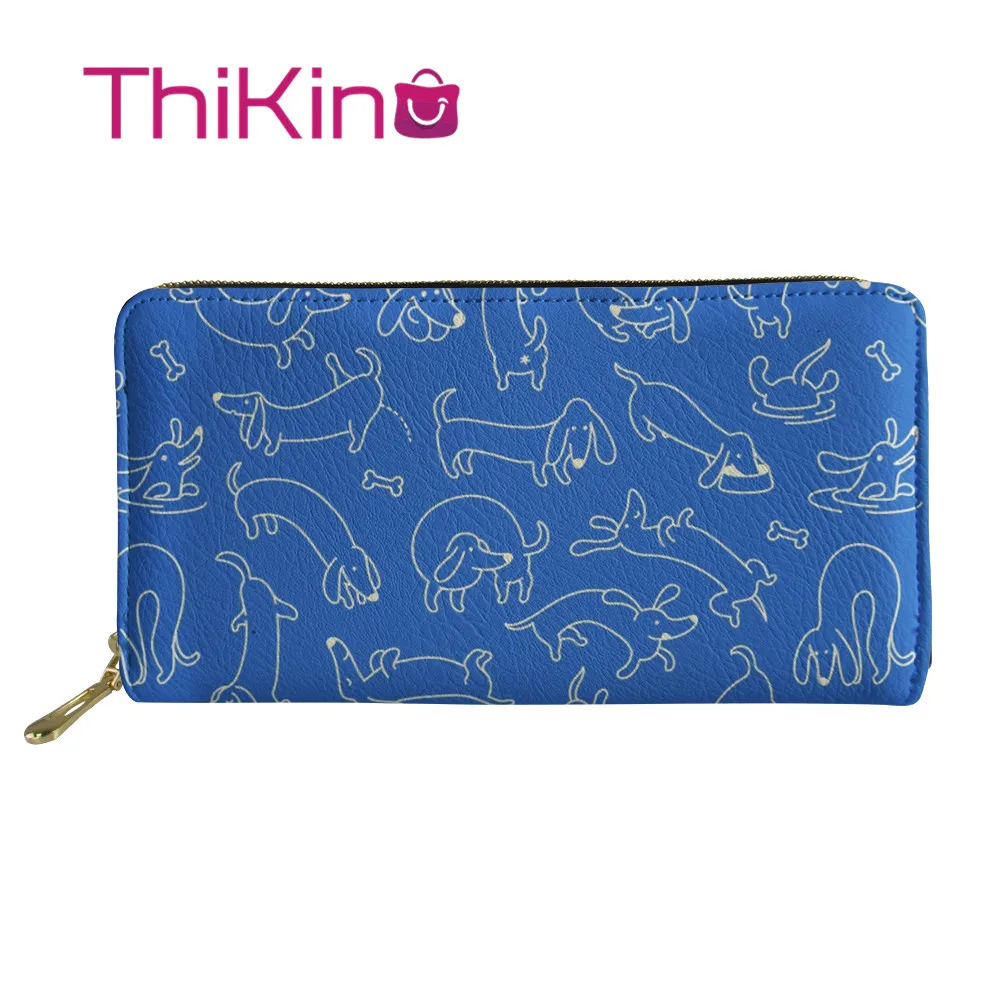 

Thikin Dachshund Pattern Luxury Long Wallets Zipper Phone Bag for Girls Animals Clutch Purse Carteira Handbags Notecase 2019