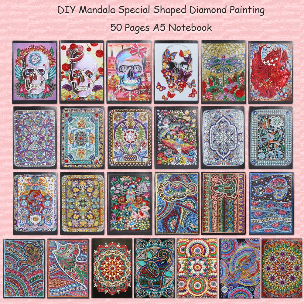 

DIY Mandala Special Notebook Resin Diamond Personality Shaped Diamond Painting 50 Pages A5 Notebook Sketchbook Drawing book Gift