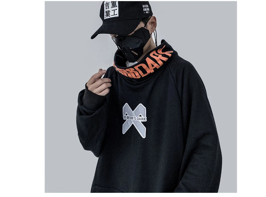 US Size Fish Hoody Tactics Sweatshirt Men's Hoodies Streetwear Harajuku Reflective Loose Sweatshirts Male Hip Hop DG416
