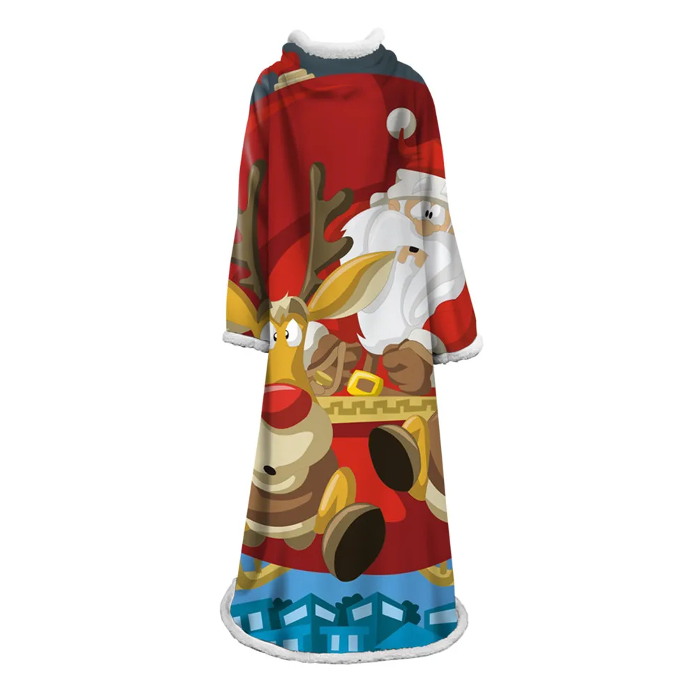

40 Styles Christmas Blanket Sweatshirt Super Soft Sherpa Throw Blankets with Sleeves Winter Thick Warm Big Coat Magic Cloak
