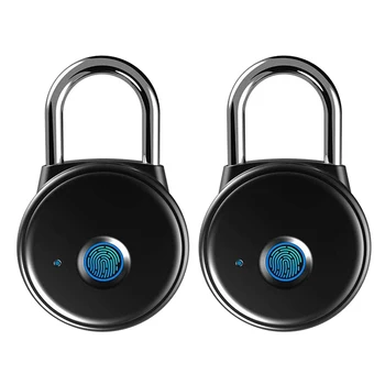

2 Pack Smart Fingerprint Padlock Bluetooth APP Control IP65 Waterproof Lock for Gym, Sports, Bike, School, Cabinet and Storage