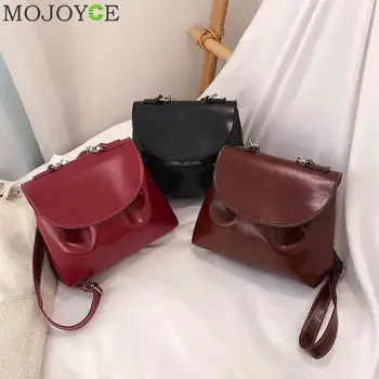 

Casual Women Crossbody Bags PU Leather Fashion Pure Color Retro Shoulder Messenger Handbag Shopping Satchel Bag