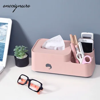 

Napkin Holder Storage Box Creative Storage Tissue Box Home Desktop Cartoon Dolphin Plastic Pumping Tray коробка для салфеток