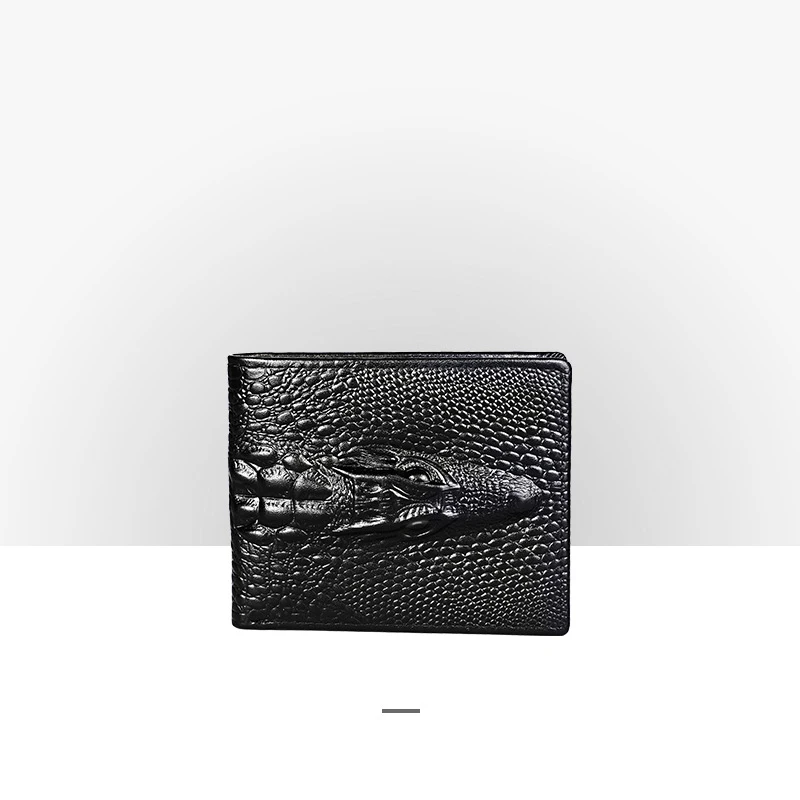 Black Alligator H Мэхью высокое качество Для мужчин кожаный кошелек 2 складки кожаный кошелек с кармашки для фото на день рождения, подарок для друга отца Рождественский подарок - Цвет: Black Alligator H