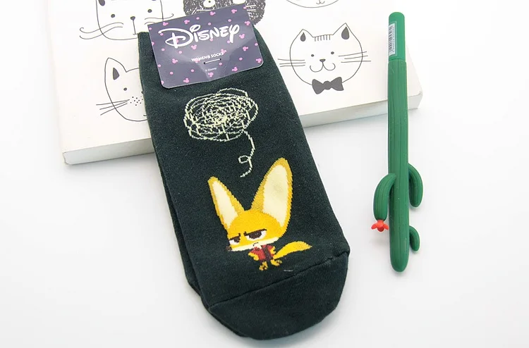 Disney Crazy animal city print Весна и лето тонкие хлопковые женские милые спортивные носки-лодочки с закрытым носком короткие носки