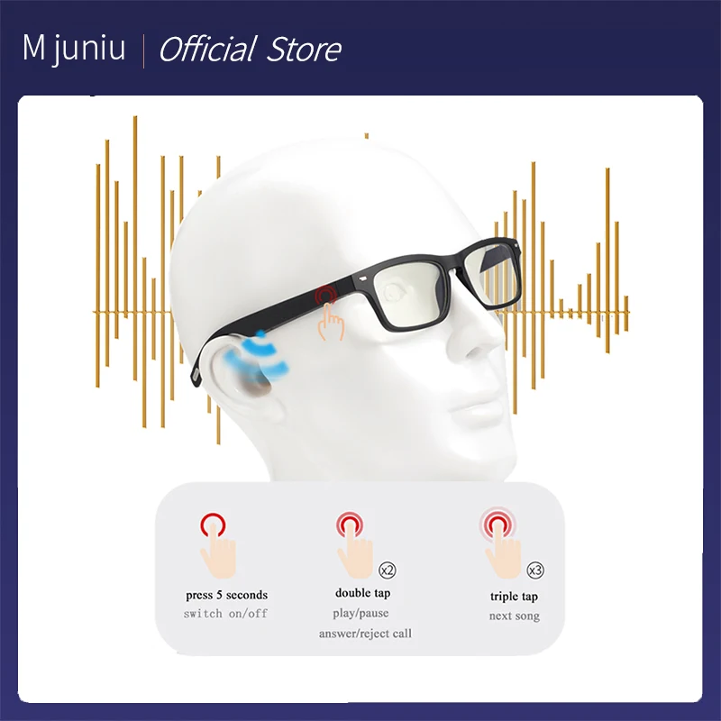 Mjuniu-gafas inteligentes con Bluetooth 2021, cascos deportivos inalámbricos con manos libres para llamadas, música y deporte, novedad de 5,0