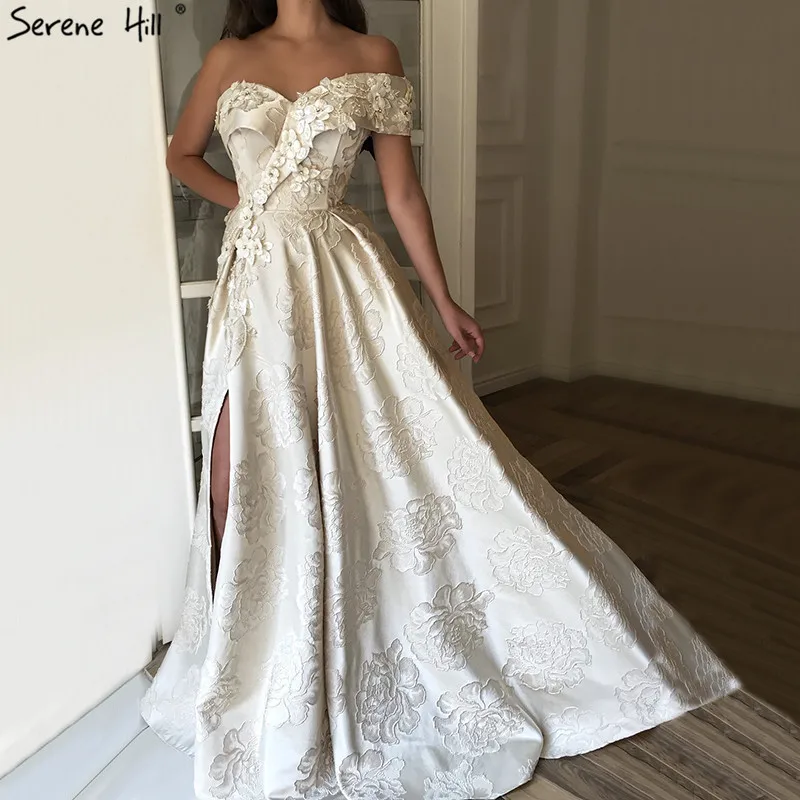 Цвета слоновой кости одно плечо сексуальные вечерние платья Длинные 2021 Дубай