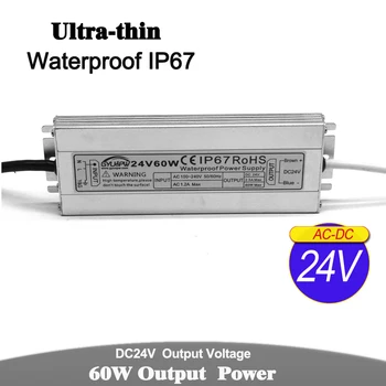 

Ultrathin Power Supply IP67 Waterproof 24V 2.5A 60W Transformer 100-240v AC DC24V Outdoor Power Adapter For Led Strip Light CCTV