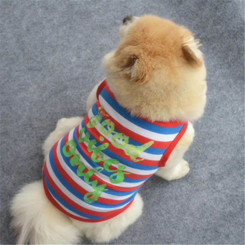 Одежда на весну и лето, одежда для собак, дышащая модная классическая Трехцветная полосатая жилетка, одежда для маленьких собак