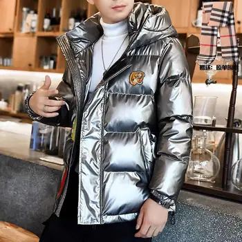 

Bright face down jacket for men Winter hooded warm coat trend thick