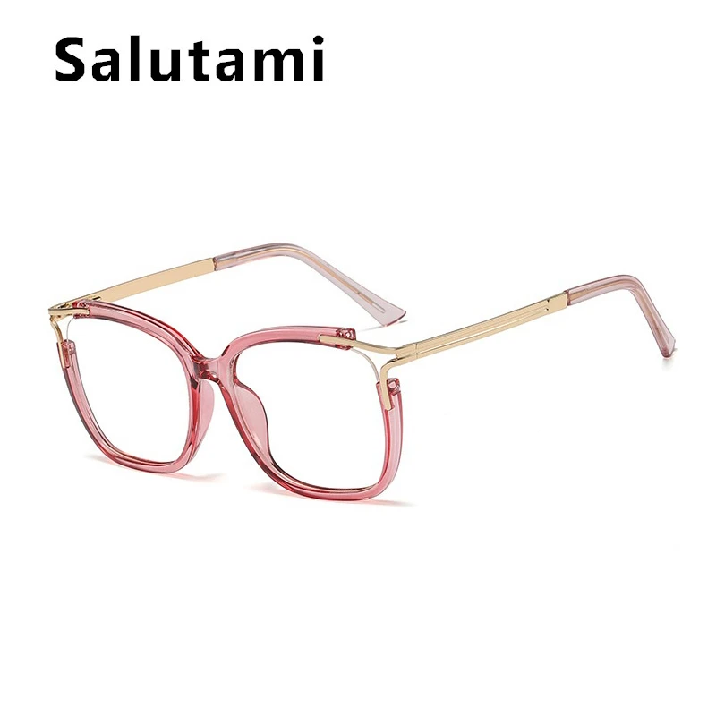 Hollow Out TR90 Frame Clear Lens Glasses Frame For Women Vintage Square Cat Eye Eyeglasses Female Myopia Shades Transparent Red - Цвет оправы: pink clear
