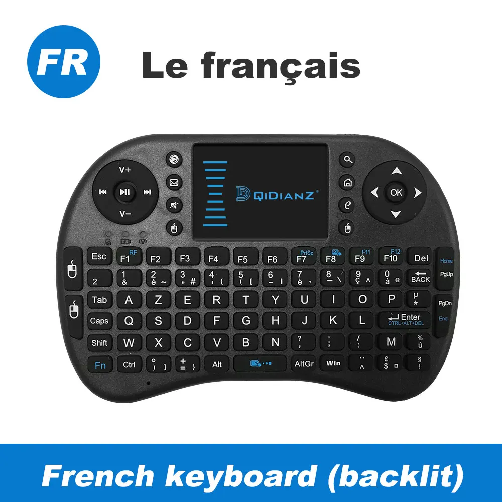 i8 Mini Keyboard 7 Color Backlit Air Mouse 2.4Ghz Wireless English Russian Spanish Multi Language Mini Keyboard Remote Control 