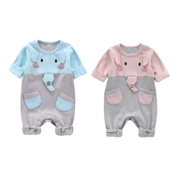 

Infant Autumn Winter Rompers Long Sleeves Cartoon Cute Elephant Pattern Print Girls Boys Jumpsuit Climb Soft Romper