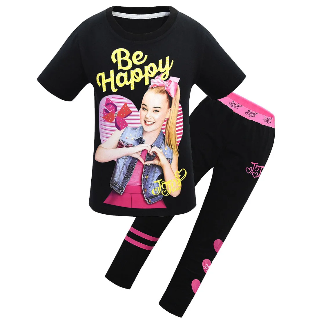 2 шт./компл. и девочек JOJO Siwa футболки, леггинсы, штаны, футболка маскарадный костюм для девочек, спортивный костюм на День Благодарения, детская одежда Комплекты для девочек