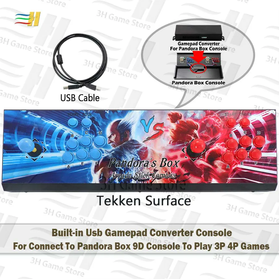 Встроенный Pandora Box 9D Usb конвертер геймпада консоль для подключения к Pandora Box 9D контроллер консоль для игры 3P 4P аркадная игра - Цвет: tekken