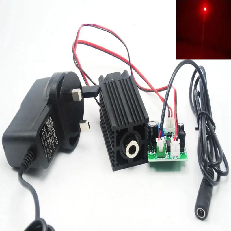

33x50mm Focusable 200mw 650nm Red Dot Laser Diode Module w TTL Fan 12V Adapter