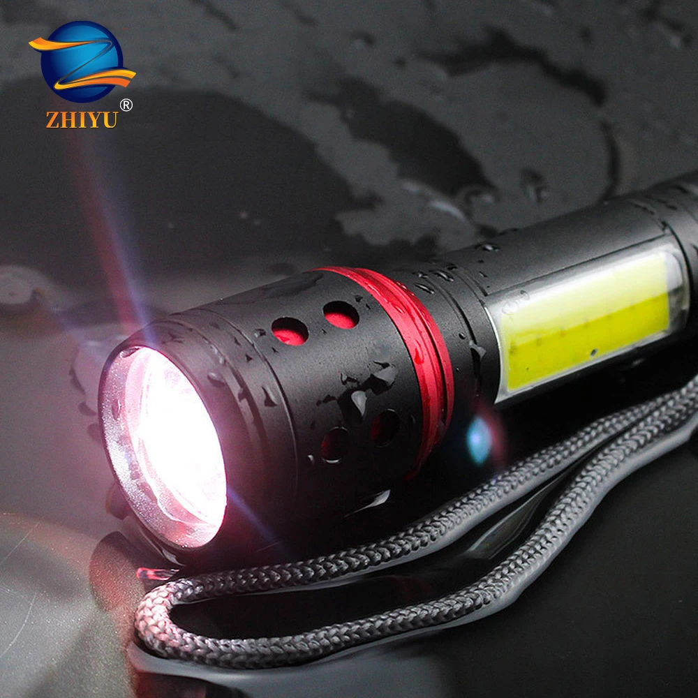 

ZHIYU Portable Mini LED Flashlight with COB Side Light 3 Lighting Modes XPE Lamp Beads Lighting 150 Meters Built-in Battery