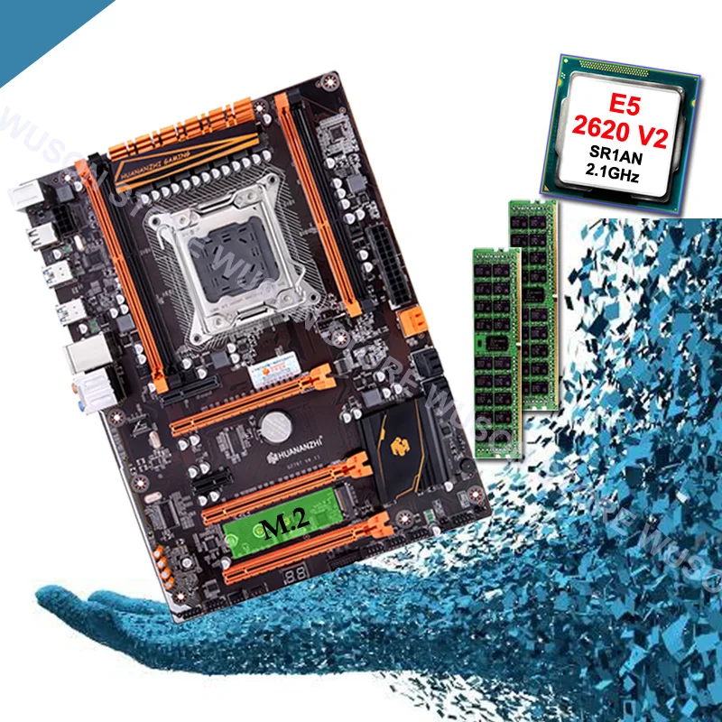 ^*Best Offers HUANANZHI deluxe X79 motherboard CPU RAM set computer hardware CPU Intel Xeon E5 2620 V2 2.1GHz RAM 16G(2*8G) DDR3 1600 REG ECC