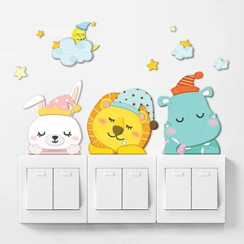 

Animal Cartoon Cover Room Decoration 3D Silicone Wall on-off Switch Light Luminous Wall Sticker JJJTZ158