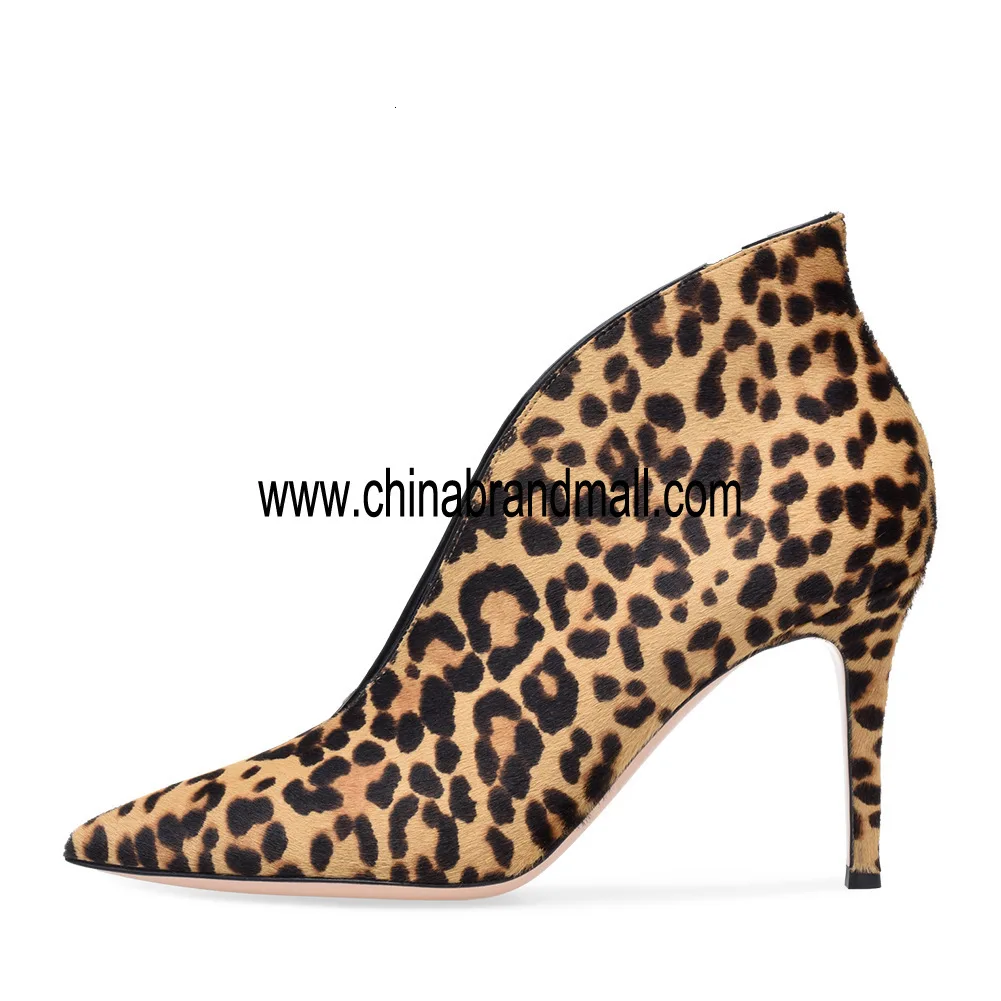 

Women Leopard Pumps Pointed Toe Stiletto High Heel Fashion Designer Leather Wedding Dress Shoes Slip-on Gladiator Pumps Women