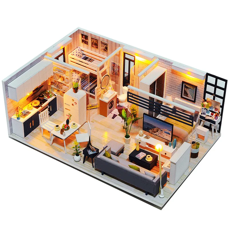 

DIY Hut Good Creative Villa Loft Small House Time Hand-made Assembled Model Day Gift Adult