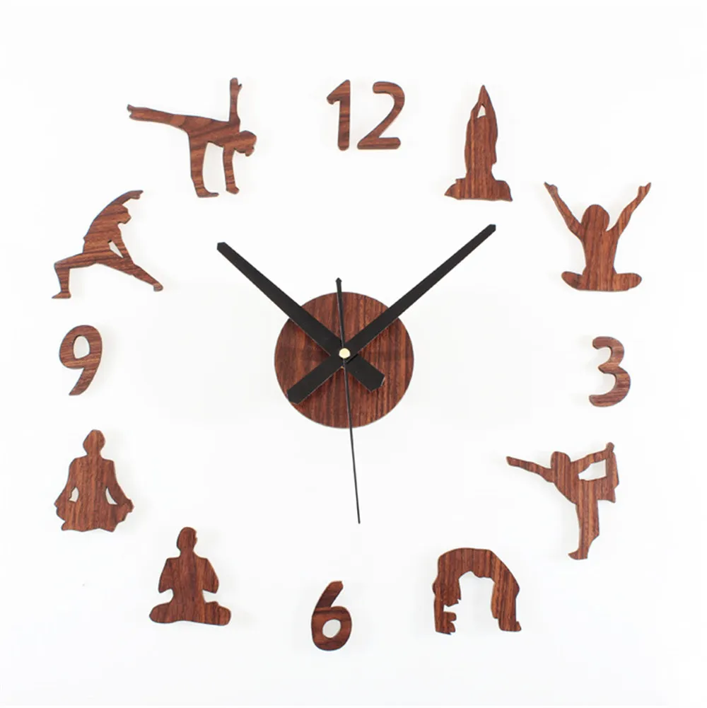 Ретро Йога осанка настенные часы 3D сделай сам минималистский Vogue