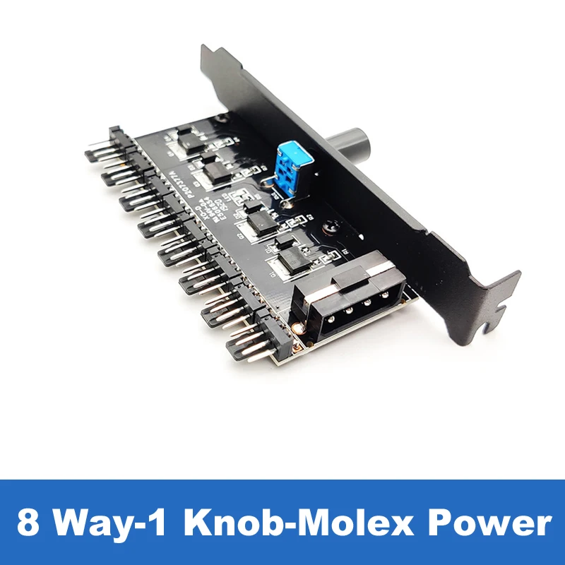 PC 8 Channels Fan Hub 4 Knob Cooling Fan Speed Controller For CPU Case HDD VGA PWM Fan PCI